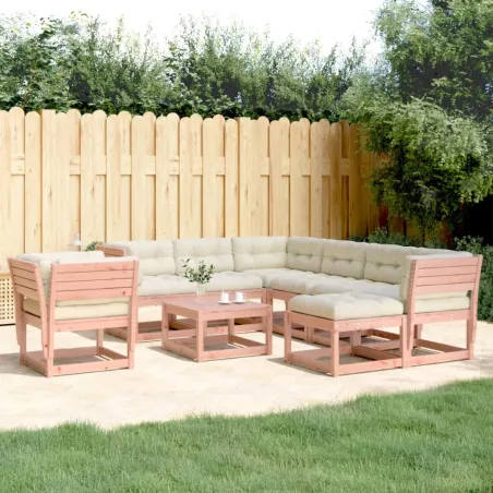 Salon de jardin 8 pcs avec coussins bois massif douglas