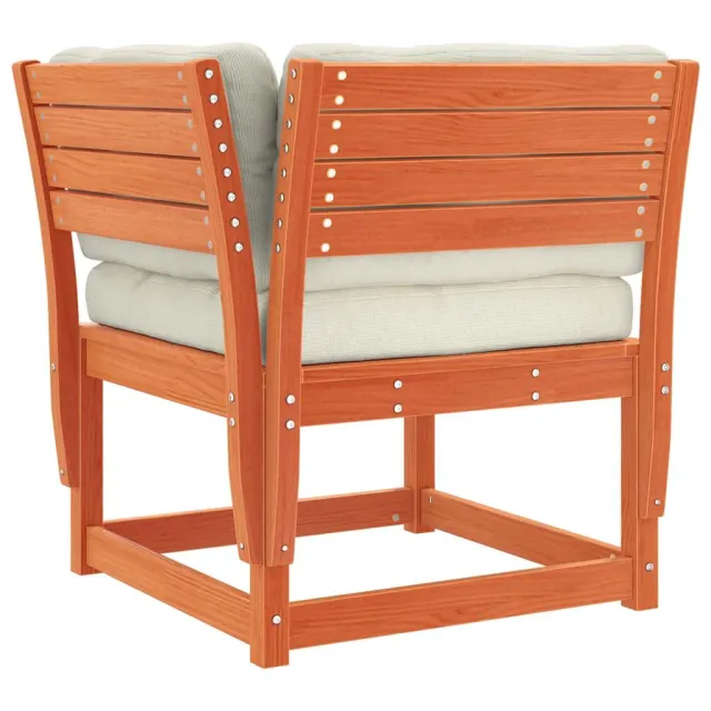 Salon de jardin 8 pcs avec coussins cire marron bois pin massif