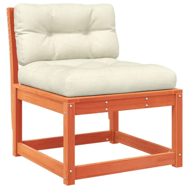 Salon de jardin 8 pcs avec coussins cire marron bois pin massif