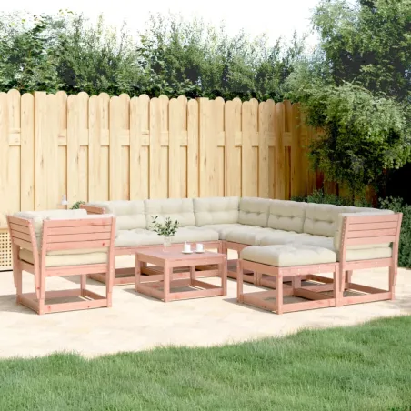 Salon de jardin 8 pcs avec coussins bois massif douglas