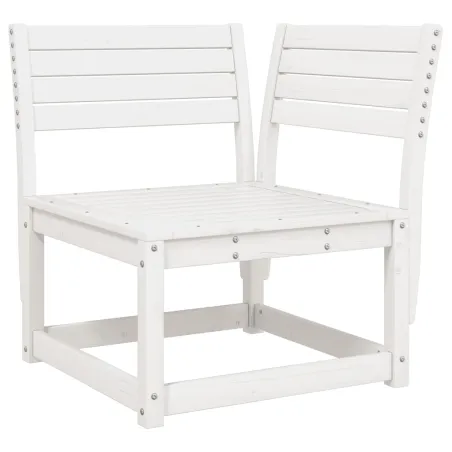 Salon de jardin 5 pcs blanc bois massif de pin
