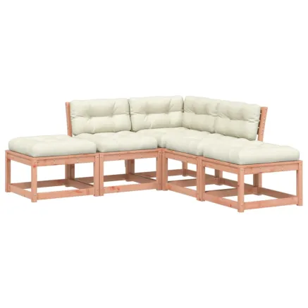 Salon de jardin 5 pcs avec coussins bois massif douglas 2