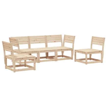 Salon de jardin 5 pcs bois de pin massif 2