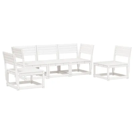 Salon de jardin 5 pcs blanc bois massif de pin 2