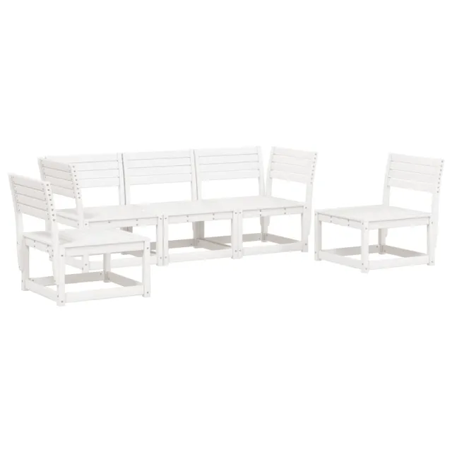 Salon de jardin 5 pcs blanc bois massif de pin