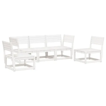 Salon de jardin 5 pcs blanc bois massif de pin