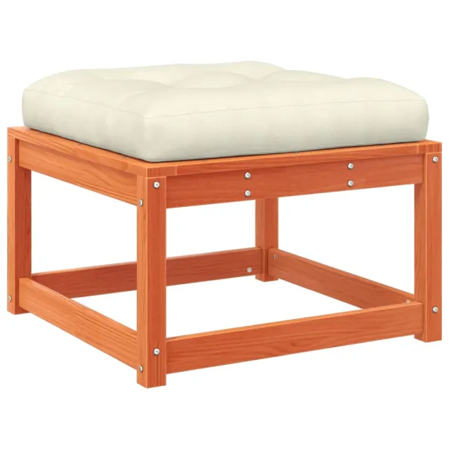 Salon de jardin 3 pcs avec coussins cire marron bois pin massif