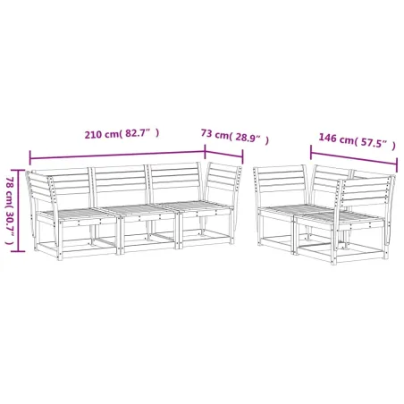 Salon de jardin 5 pcs bois de pin massif