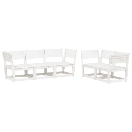 Salon de jardin 5 pcs blanc bois massif de pin 2