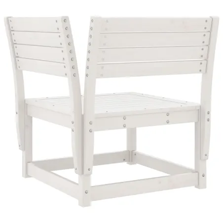 Salon de jardin 5 pcs blanc bois massif de pin