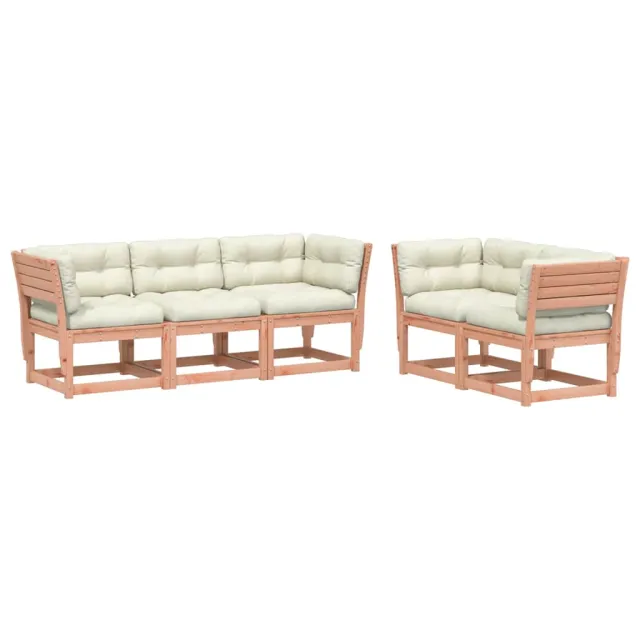 Salon de jardin 5 pcs avec coussins bois massif douglas