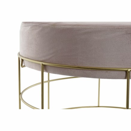 Reposapiés DKD Home Decor Dorado Metal Poliéster Rosa claro (60 x 60 2