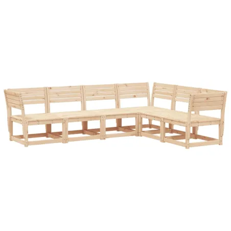 Salon de jardin 6 pcs bois de pin massif