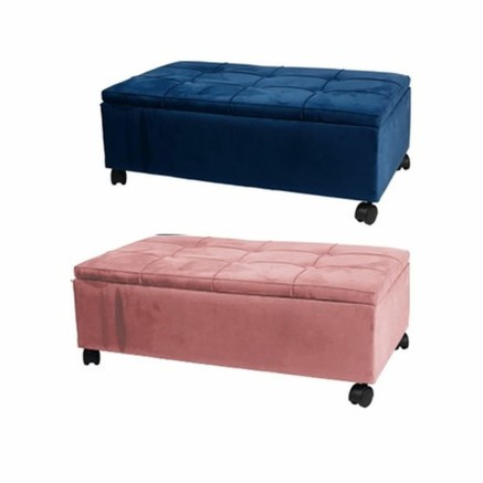 Kruk DKD Home Decor  Roze Polyester Fluweel Marineblauw Populier (70 x