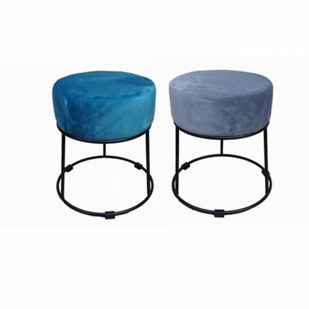 Voetensteun DKD Home Decor Zwart Grijs Metaal Turkoois Polyester (36 x