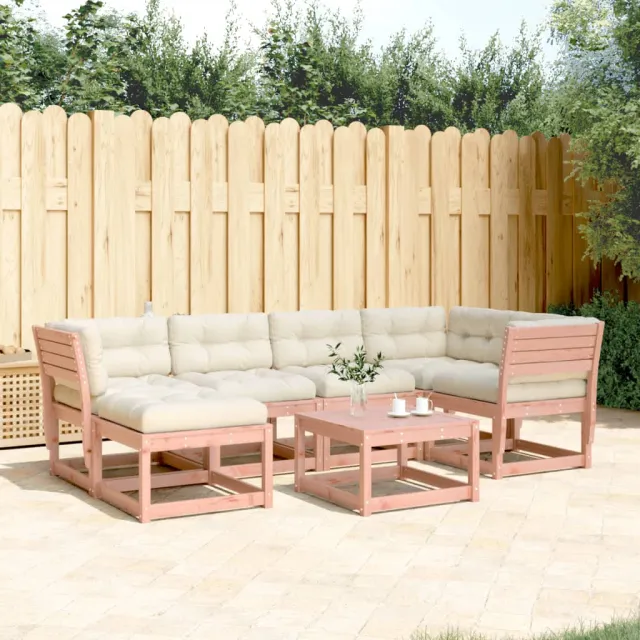 Salon de jardin 6 pcs avec coussins bois massif douglas