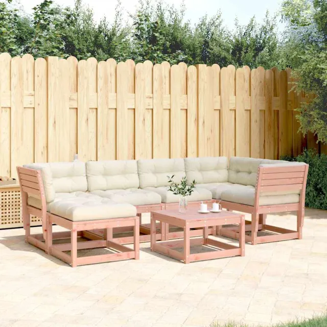 Salon de jardin 6 pcs avec coussins bois massif douglas