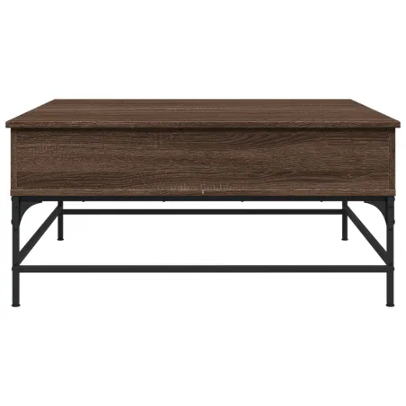 Table basse chêne marron 95x95x45 cm bois d'ingénierie et métal