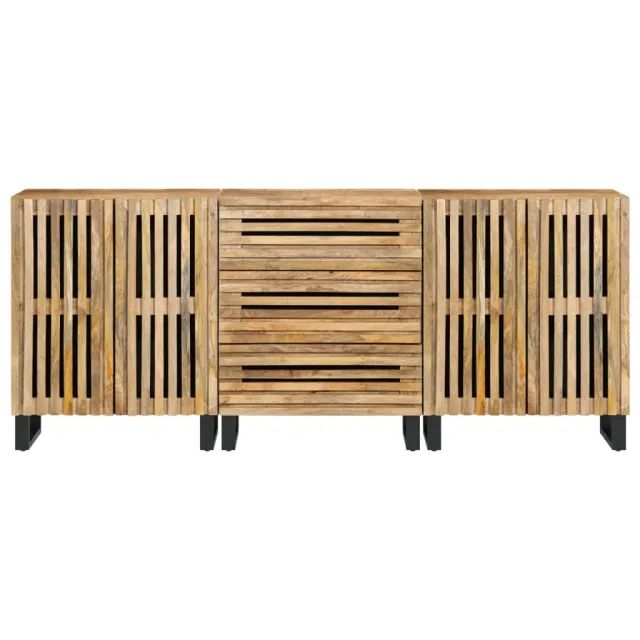 Buffets 3 pcs 60x34x75 cm bois de manguier massif brut