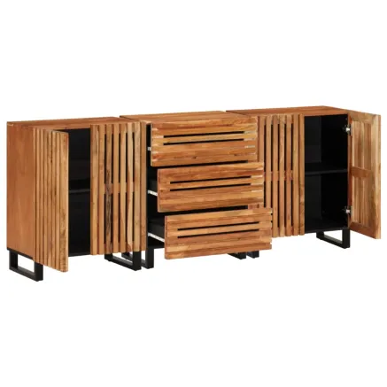 Buffets 3 pcs 60x34x75 cm bois d'acacia massif 2