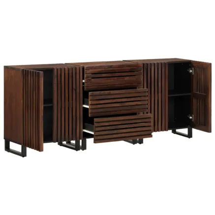 Buffets 3 pcs 60x34x75 cm bois massif de manguier 2
