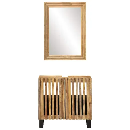 Ensemble de meubles de bain 2 pcs bois massif de manguier brut