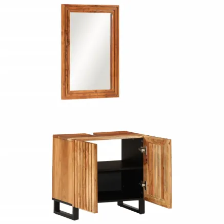 Ensemble de meubles de salle de bain 2 pcs bois massif d'acacia 2