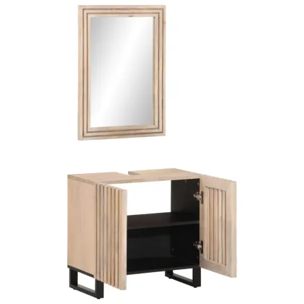Ensemble de meubles salle de bain 2 pcs bois de manguier massif 2