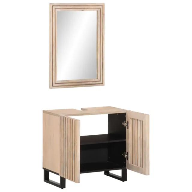 Ensemble de meubles salle de bain 2 pcs bois de manguier massif