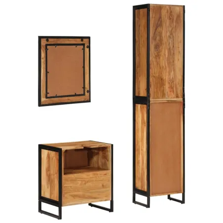 Ensemble de meubles salle de bain 3 pcs fer et bois d'acacia