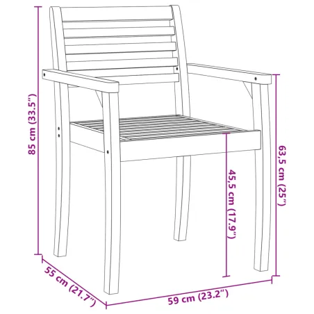 Chaises de jardin lot de 8 59x55x85 bois massif d'acacia
