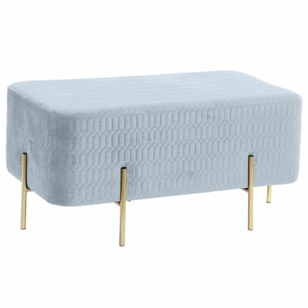 Banquette DKD Home Decor  Doré Métal Polyester Bleu ciel Éponge (91