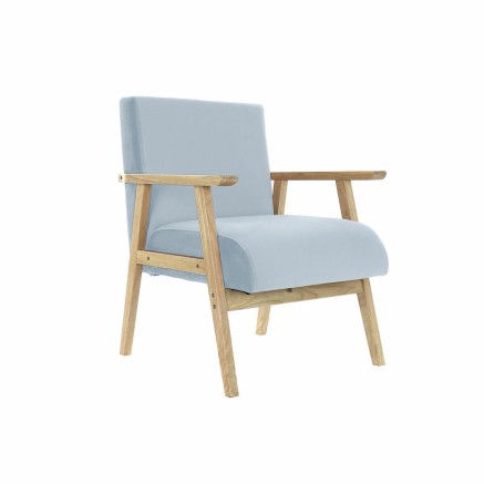 Poltrona DKD Home Decor Poliestere Blu cielo Legno MDF (61 x 63 x 77 c