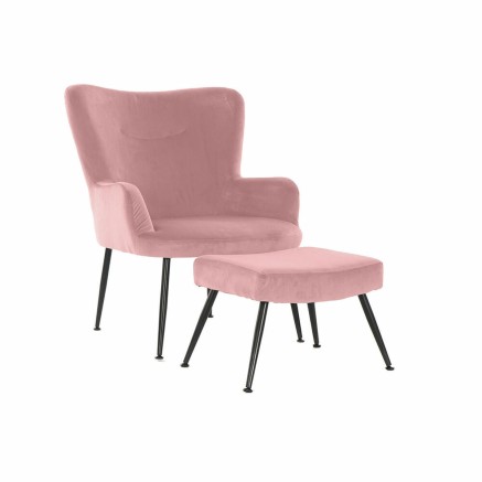 Leunstoel DKD Home Decor Zwart Roze 70 x 60 x 84 cm