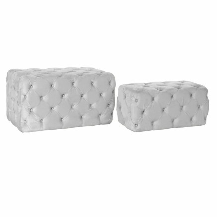 Bench DKD Home Decor  Grey Polyester Velvet MDF Wood (88 x 53 x 48 cm)