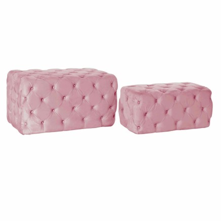 Kruk DKD Home Decor  Roze Polyester Fluweel Hout MDF (88 x 53 x 47,76