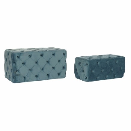 Banqueta DKD Home Decor  Azul Poliéster Terciopelo Madera MDF (88 x 5