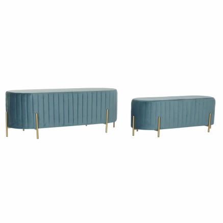 Panca DKD Home Decor  Azzurro Dorato Metallo Poliestere Velluto (123 x