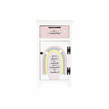 Nachtkastje DKD Home Decor Kinderen Grijs Roze Wit Geel (40 x 29 x 73,