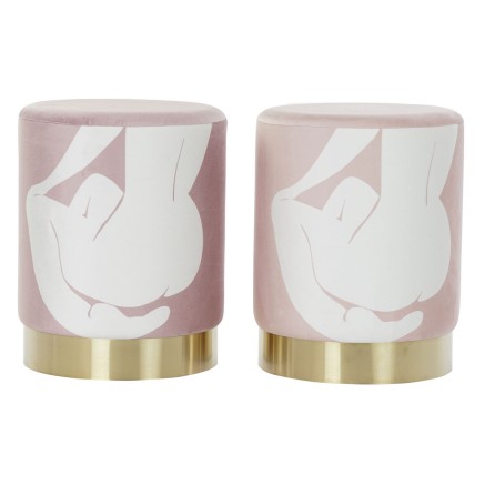 Voetensteun DKD Home Decor Scandi Gouden Wit Licht Roze 30 x 30 x 38 c