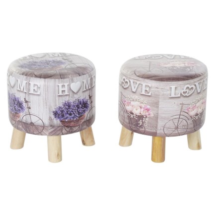 Reposapiés DKD Home Decor Gris Bicicleta Rosa Lila PU Pino (30 x 30 x