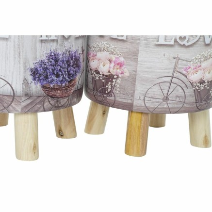 Poggiapiedi DKD Home Decor Grigio Bicicletta Rosa Lilla PU Pino (30 x 2