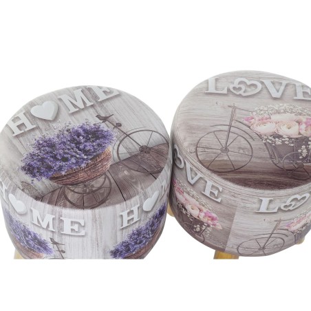 Reposapiés DKD Home Decor Gris Bicicleta Rosa Lila PU Pino (30 x 30 x