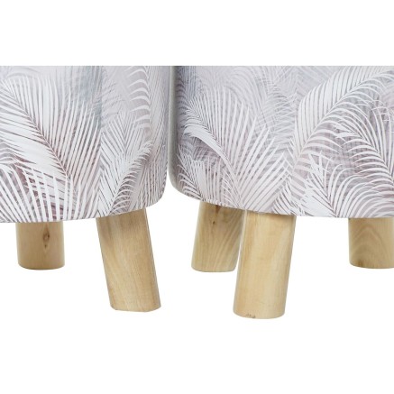 Repose-pied DKD Home Decor Gris PU Pin Tropical (30 x 30 x 30 cm) (2 U 2
