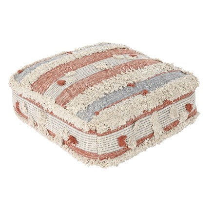 Pouffe DKD Home Decor White Orange Stripes Boho 60 x 60 x 25 cm (2 Uni