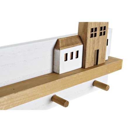 Wandkapstok DKD Home Decor Hout Huizen Stads 40 x 4 x 17 cm