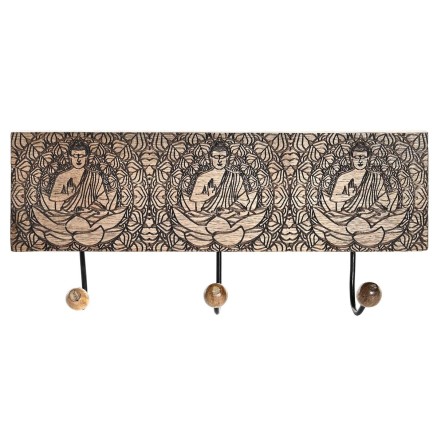 Portemanteau DKD Home Decor Métal Bois de manguier Naturel Buda Orien
