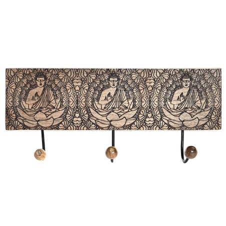 Wall mounted coat hanger DKD Home Decor Metal Mango wood Natural Buddh