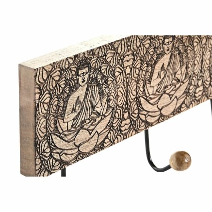 Wandgarderobe DKD Home Decor Metall Mango-Holz natürlich Buddha Orien 2