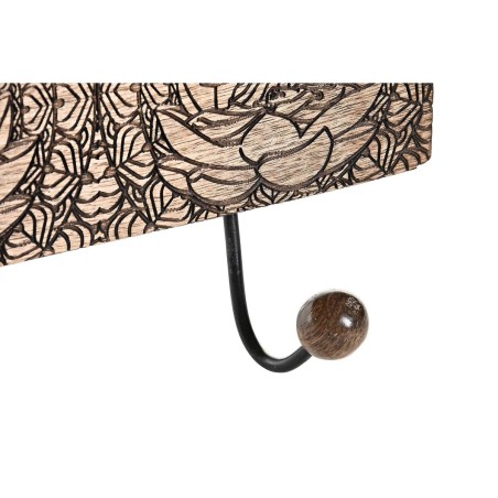 Wall mounted coat hanger DKD Home Decor Metal Mango wood Natural Buddh